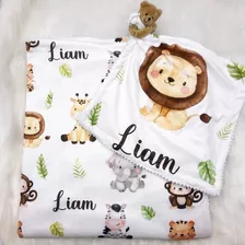 Manta Personalizada 100x90 E Naninha Com Nome Bebe