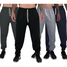 Kit 4 Calça Moletom 2 Cabo Masculina Slim Flanelada Jogger