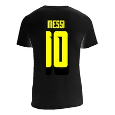 Camiseta Messi Argentina Unica Negra Y Fluor C/ Nro Y Nombre