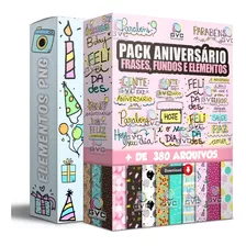 Pack Aniversário Artes Estampas Frases Fundos Elementos 