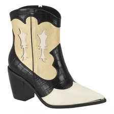 Bota Western Feminina Texana Vizzano Bico Fino Blogueira