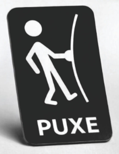 Placa De Loja Sinalização Puxe Em Acrilico Preto Preto