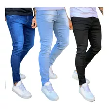 Kit Calça Jeans Masculina Super Skinny Três Modelos Apertada