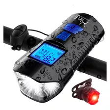 Luz Linterna Led Velocimetro Y Corneta Para Bicicleta 3 En 1