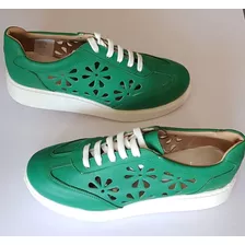 Zapatillas Urbanas De Cuero Verde Gravagna,art 222