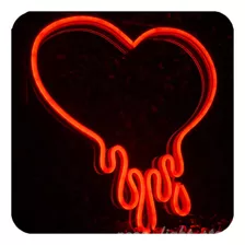 Placa Luminoso Led Neon Coração Derretido 50x50 Rgb 16 Cores