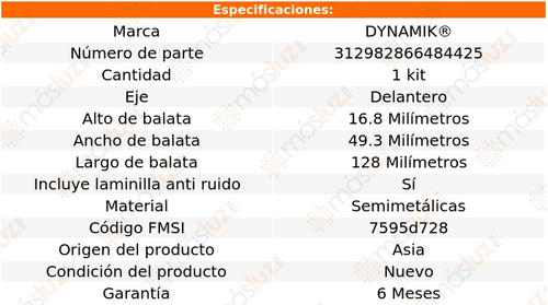 Balatas Semimetalicas Del Saturn Sw2 L4 1.9l 97/01 Dynamik Foto 3