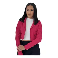 Blazer Feminino Cropped Montaria Alfaiataria Botões Dourados