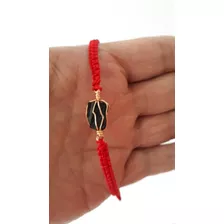 Pulsera Turmalina En Hilo Rojo Y Oro Golfi Doble Proteccio