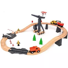 Brinquedo Para Crianças Medium Train Tooky Toy De Madeira Marrom Escura