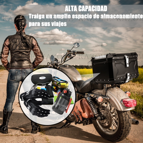 45l Moto Equipaje Trasero Aleacin De Aluminio Caja De Casco Foto 6