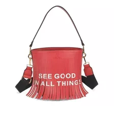 Bolsa Feminina De Ombro Tiracolo Franjas - Original Up4you Cor Vermelho