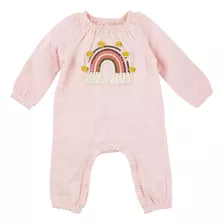 Mud Pie Baby Girl Rainbow Bodysuit, Rosa, 6-9 Meses