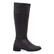 Bota Feminina Montaria Cano Longo Alto Ziper Fivela 11070