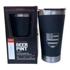 Copo Do Flamengo Térmico Inox Com Tampa Abridor 473ml Cor Preto Cor