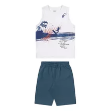 Conjunto Infantil Menino Regata Short Surf Verão Praia