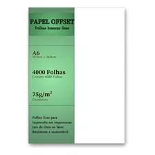 Papel Offset A6 Branco 4000 Folhas Sulfite 75g Chambril Top