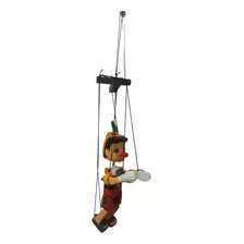 Boneco Pinóquio Marionete Enfeite Decorativo Madeira 32 Cm