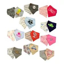 Pack 6 Baberos Bandanas Doble Capa De Algodón Y Bordada Bebé