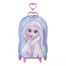 Mochila Lancheira Escolar 3d Infantil Elsa Frozen Disney Cor Azul-celeste