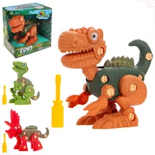 Kit Com 3 Mini Dinossauros Brinquedo Infantil Monta Desmonta