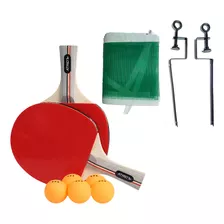 Kit Tênis De Mesa Ping Pong Raquetes 5 Bolinhas Rede Atrio