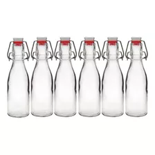 6 Botellas De Vidrio + Tapon Mecanico 250ml