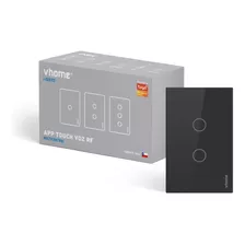 Interruptor Wifi Vhome Live Sin Neutro Black 2 Canal Vshop