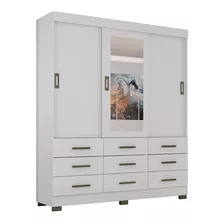 Guarda Roupa Casal E2239 Branco Carbono Flex Araplac