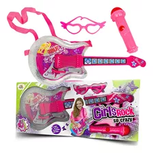 Brinquedo Guitarra Musical Microfone Infantil Rosa Meninas