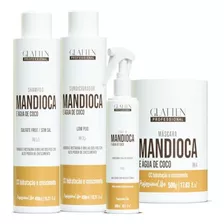 Mandioca E Agua De Coco Glatten Shampoo Cond Mascara Leaven