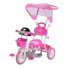 Triciclo Motoca Infantil Passeio Empurrador Pedal Som Rosa 