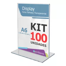 Display T 10x15 A6 Acrílico Balcão Mesa 100 Pecas