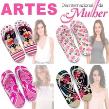 Estampas Chinelos Femininos Rosa Sublimação Artes