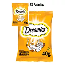 6x Petiscos Dreamies Queijo Delicioso 40g Snack Recheado 6un