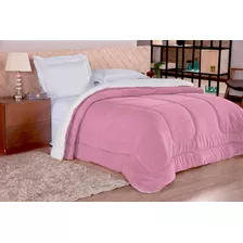 Edredom Casal Queen Size Plush E Algodao Dupla Face Luxuoso