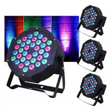 Kit 4 Canhão Refletor Led Par 64 Rgbw 36 Leds Dmx Slim