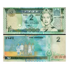 Cédula Fe Estrangeira 2 Doláres 2002 Fiji Rainha Elizabeth