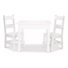 Melissa & Doug Mesa Y Sillas De Madera, Color Blanco