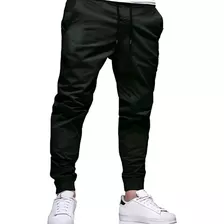 Calça Jogger Sarja Masculina Com Punho Confortável Preta