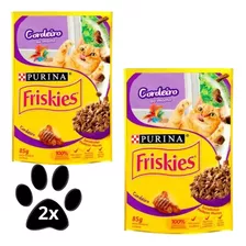 2 Sachês 85g Ração De Gato Adulto Friskies Sabor Cordeiro