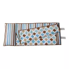 Bacati Mod Diamonds/stripes Aqua/chocolate Nap Mat