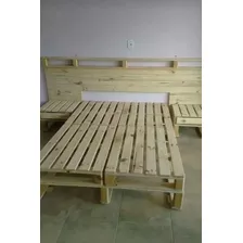 Cama De 2 Plazas Con Respaldo Y Mesas De Luz Al Natural