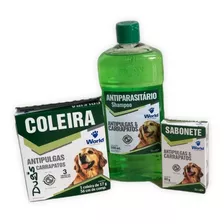 Combo Shampoo Coleira Sabonete Anti Pulgas E Carrapatos Dugs