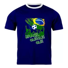 Camiseta Futebol Infantil Camisa Brasil Ole Ole Ole Copa