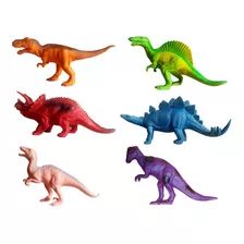 Juego Set Dinosaurios Juguete Didáctico Colores Vivos X6 Und