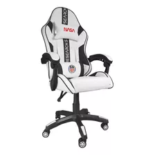 Silla De Escritorio Nasa Jupiter Gamer Ergonómica Blanca Y Negro Con Tapizado De Tejido Sintético Pu