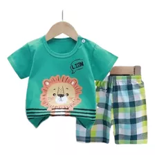 Pijama Niño Algodon Manga Corta Short Leon Colorin