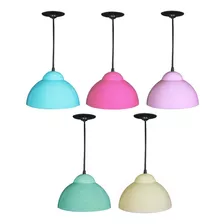 Lampara Colgante Media Esfera Campana Pvc Color Pastel