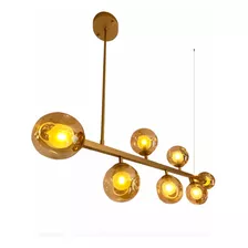 Lustre Pendente Orbe 7 Globos Para Sala De Jantar E Estar